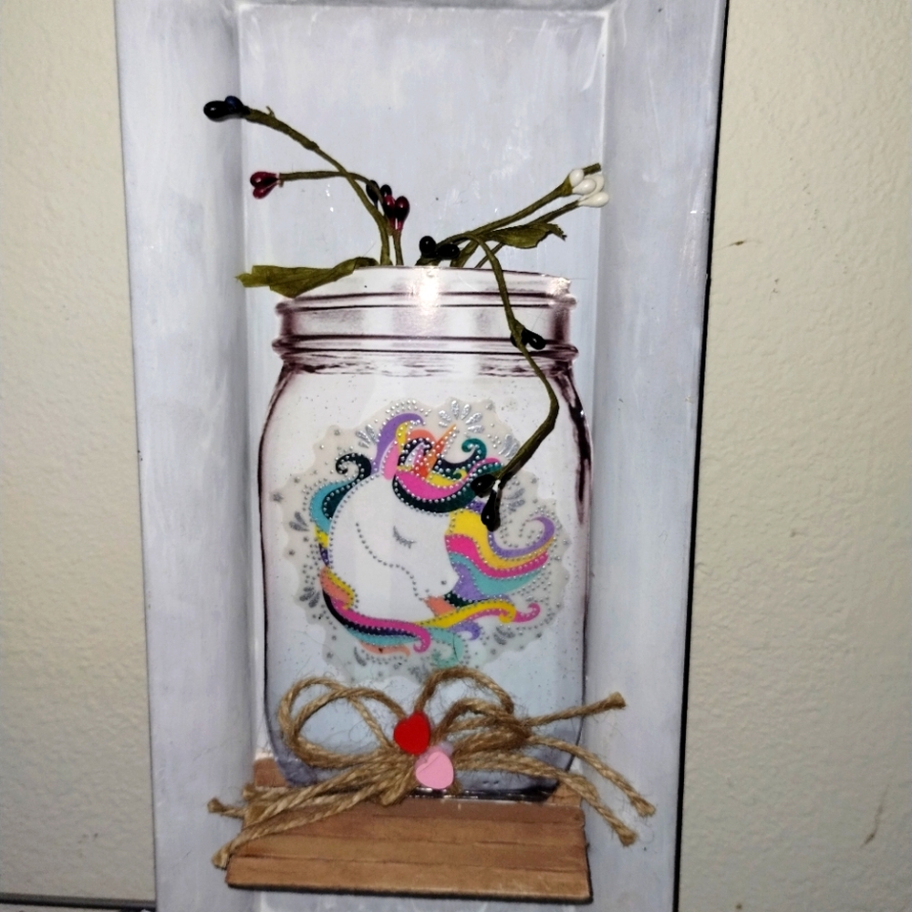 Unicorn decor or mason jar gift - your choice with this beautiful piece